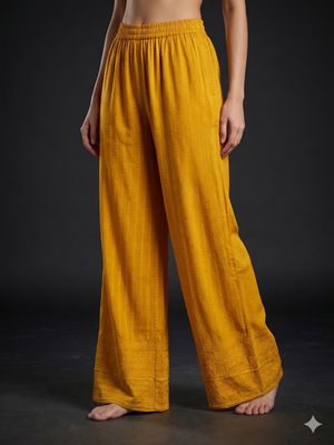 JEEL Chikan Palazzo - Mustard