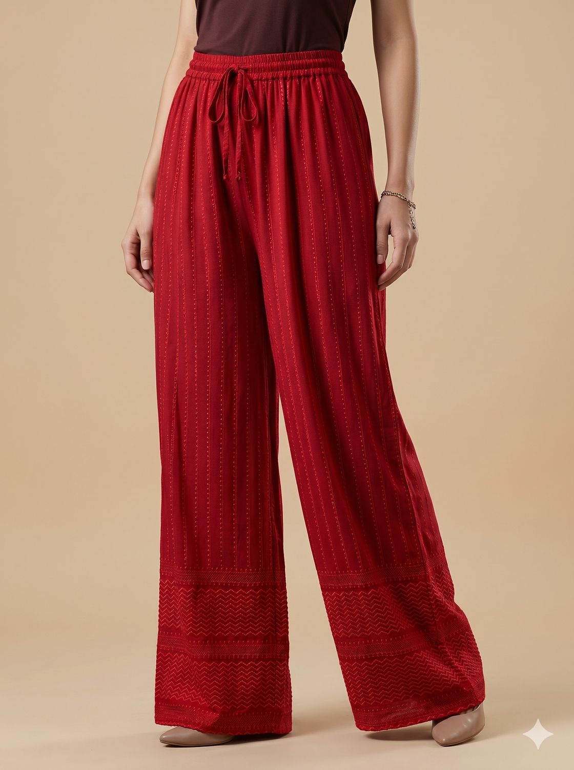 JEEL Chikan Palazzo - Red