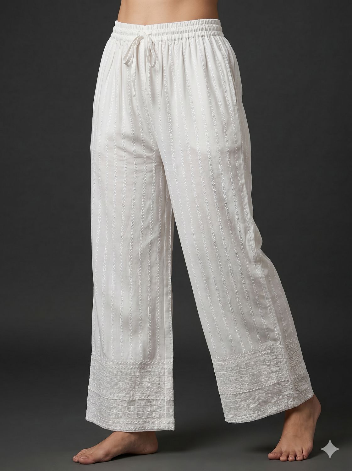 JEEL Chikan Palazzo - White