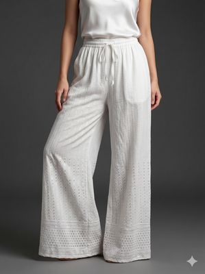 JEEL Chikan Palazzo - White