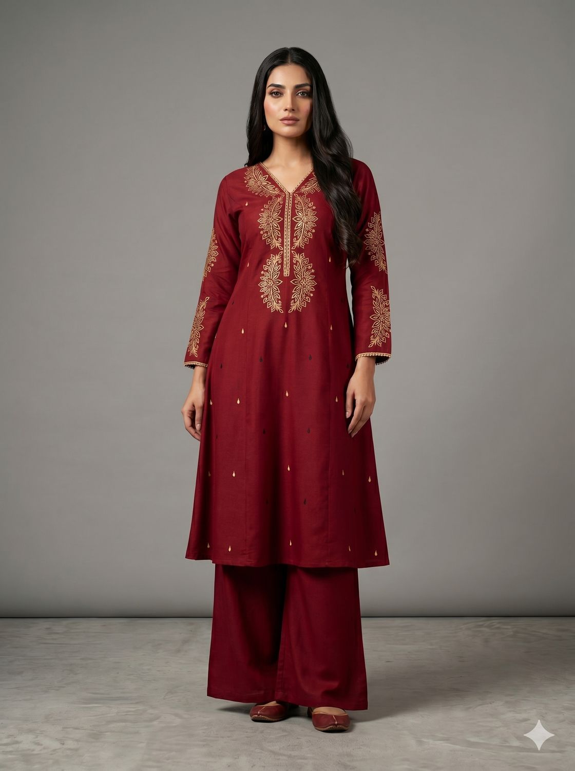 JEEL Kurti & Plazo Set - Royal Maroon JEEL Kurti & Plazo Set - Royal Maroon