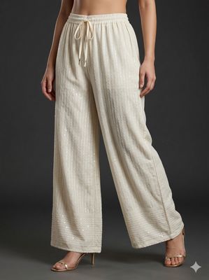 JEEL Chikan Palazzo - Off White JEEL Chikan Palazzo - Off White