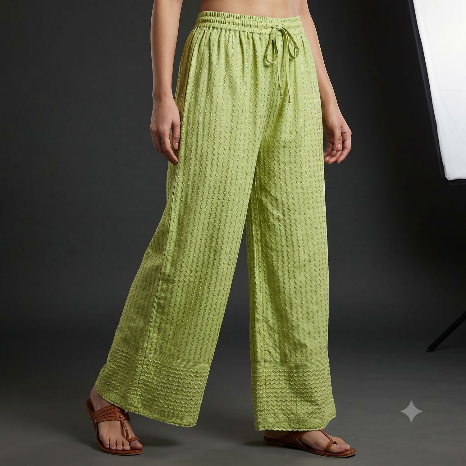 JEEL Chikan Palazzo - Pastel Green