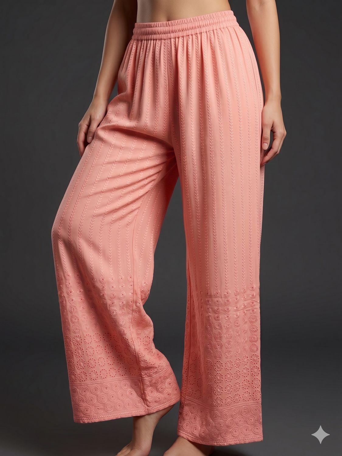 JEEL Chikan Palazzo - Pastel Peach