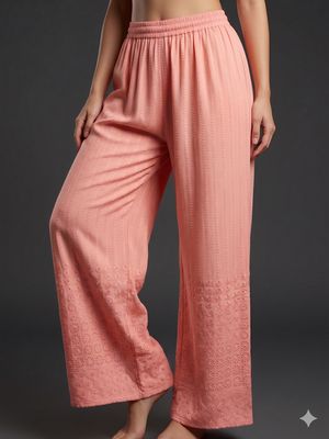 JEEL Chikan Palazzo - Pastel Peach