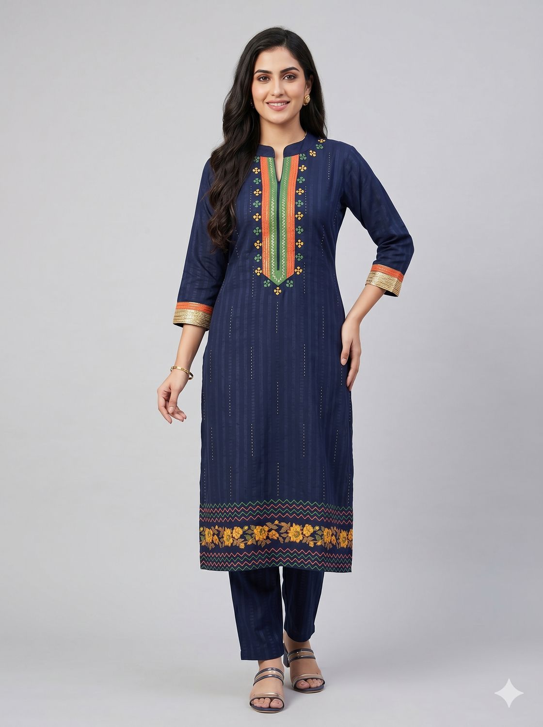 JEEL Kurti & Pant Set - Navy Blue JEEL Kurti & Pant Set - Navy Blue