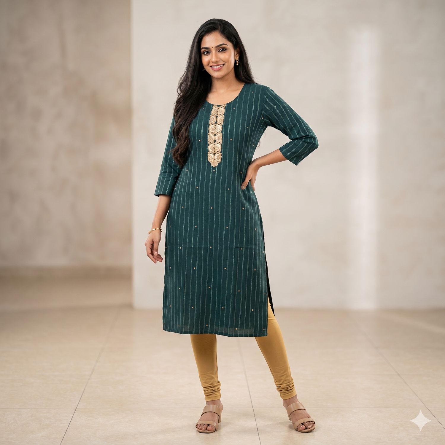 JEEL Casual Kurti - Emerald Green