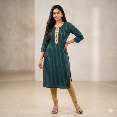 JEEL Casual Kurti - Emerald Green