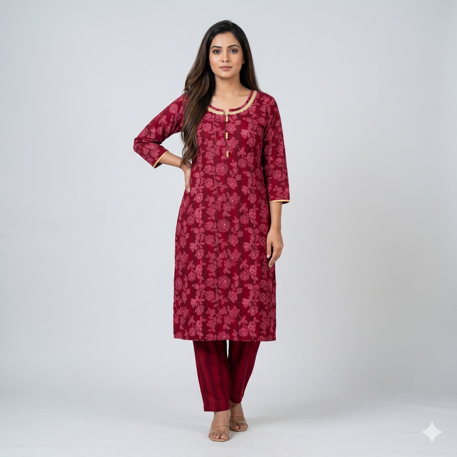 JEEL Kurti & Palazzo Set - Maroon JEEL Kurti & Palazzo Set - Maroon