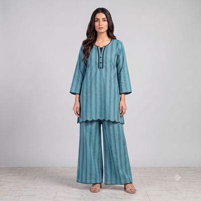 JEEL Kurti &amp; Palazzo Set - Ocean Blue
