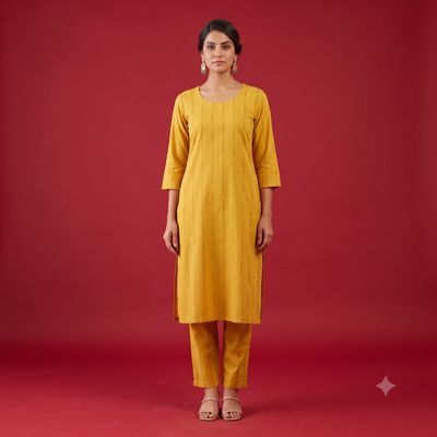 JEEL Kurti &amp; Pant Set - Yellow