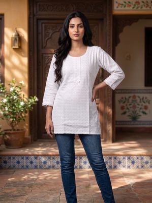 JEEL Short Kurti - White