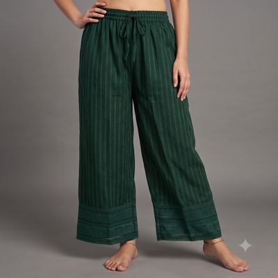 JEEL Chikan Palazzo - Forest Green