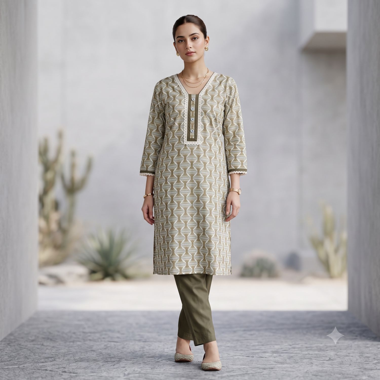 JEEL Kurti &amp; Pant Set - Chikan