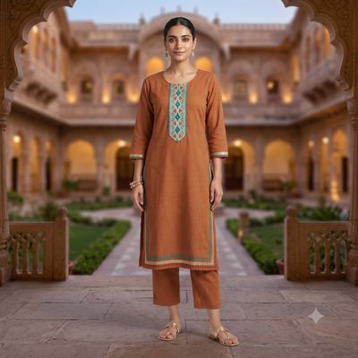 JEEL Kurti & Pant Set - Clay Orange JEEL Kurti & Pant Set - Clay Orange