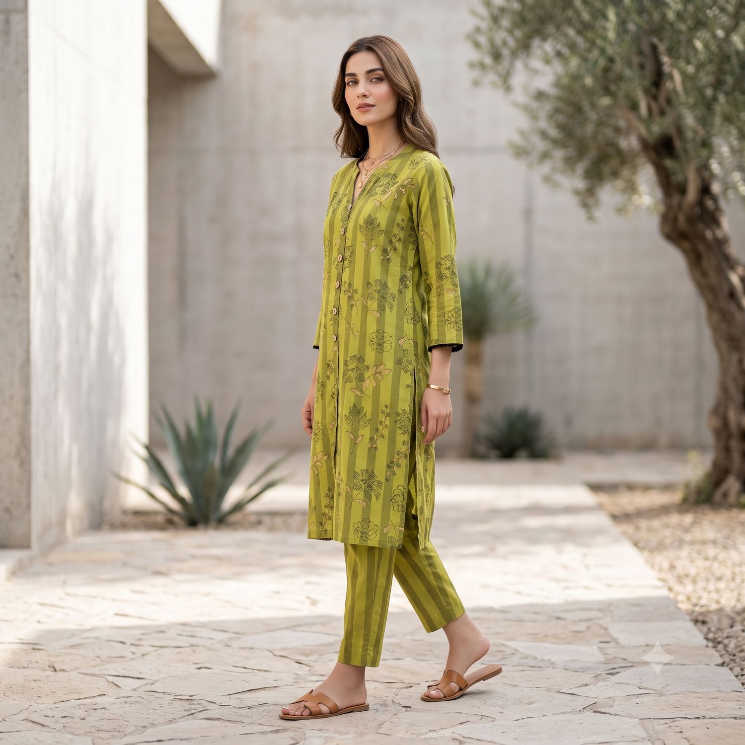 JEEL Kurti &amp; Palazzo  Set - Parrot Green