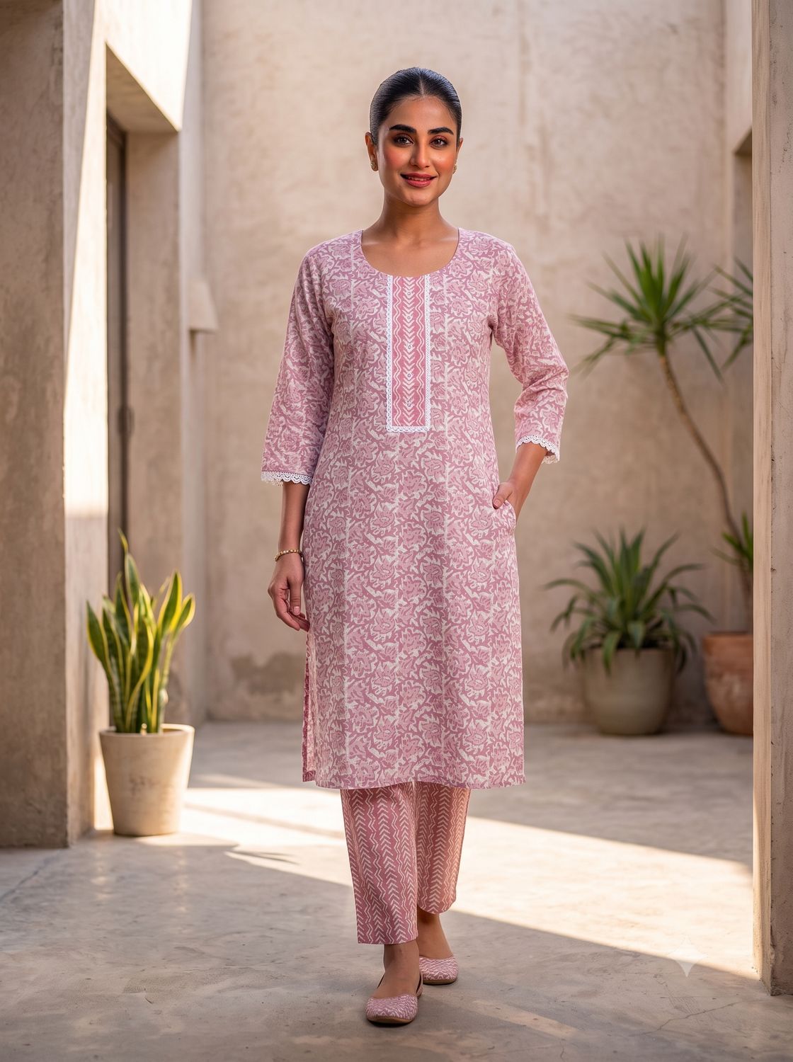 JEEL Kurti & Pant Set - Pink JEEL Kurti & Pant Set - Pink