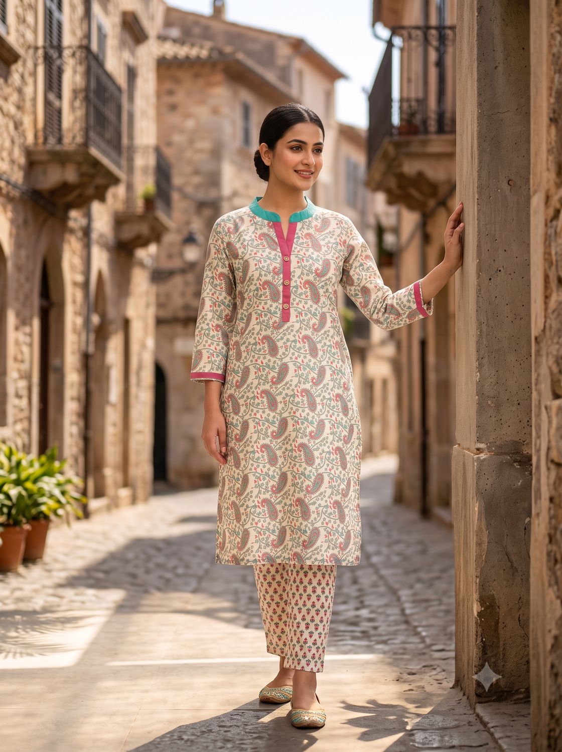 JEEL Kurti &amp; Pant Set - Off White