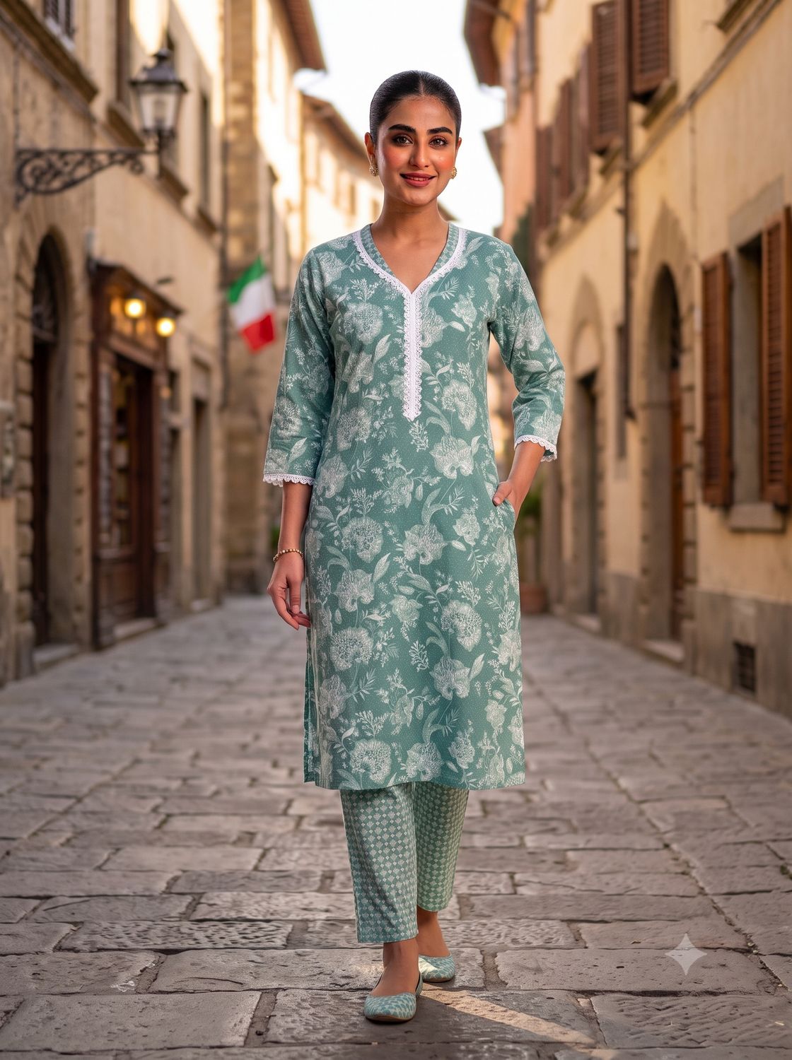 JEEL Kurti & Pant Set - Teal JEEL Kurti & Pant Set - Teal