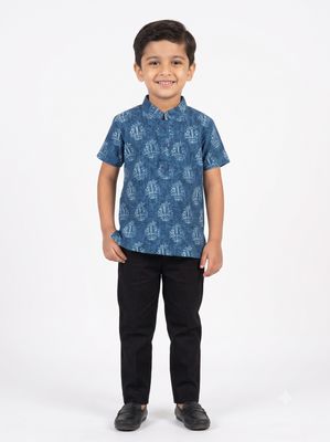 JEEL Boys Kurta - Denim Blue
