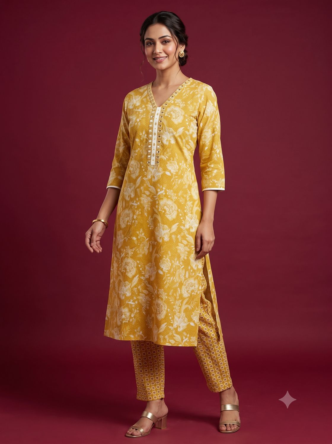 JEEL Kurti & Pant Set - Mustard JEEL Kurti & Pant Set - Mustard