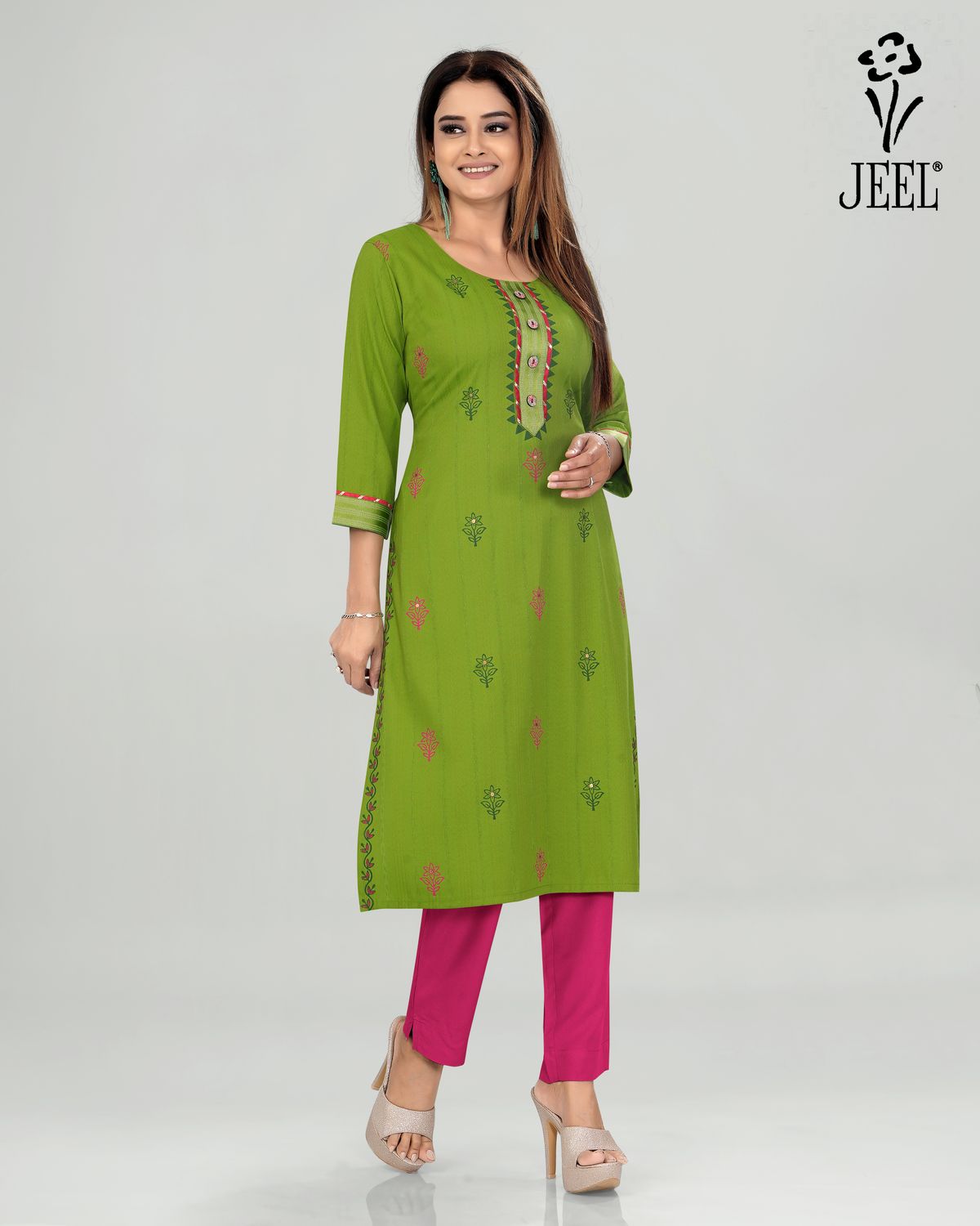 JEEL Casual Kurti - Leaf Green