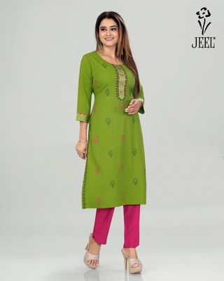 JEEL Casual Kurti - Leaf Green