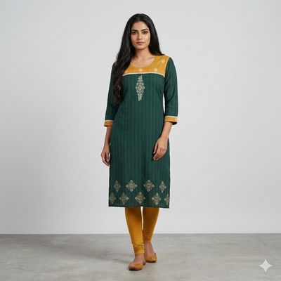 JEEL Casual Kurti - Forest Green