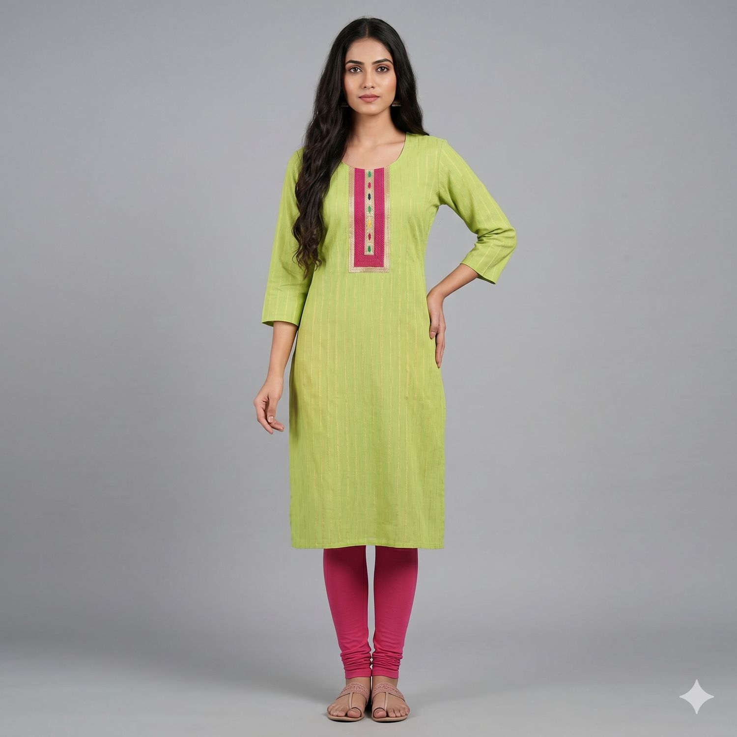 JEEL Casual Kurti - Parrot Green