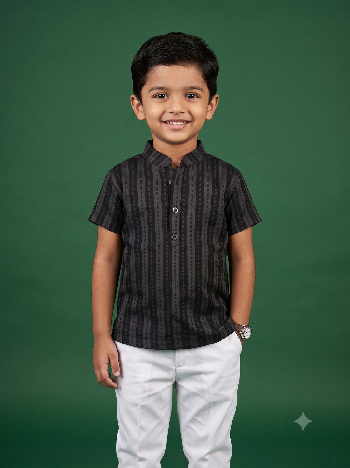 JEEL Boys Kurta - Midnight Black