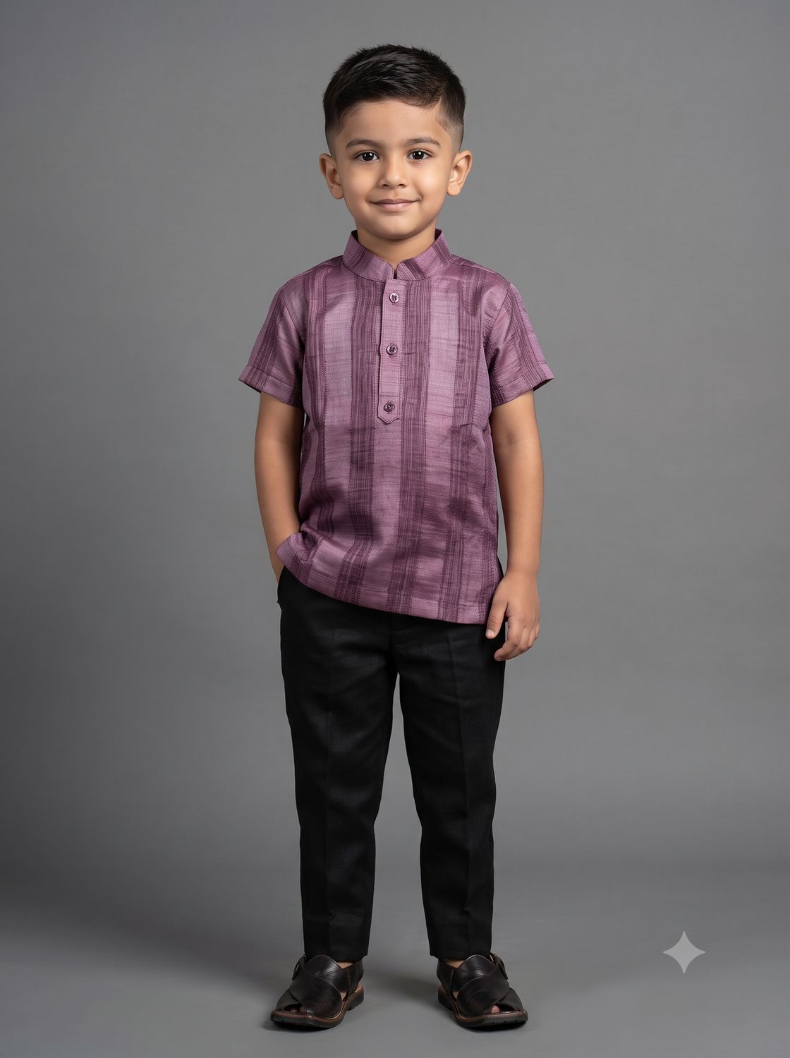 JEEL Boys Kurta - Metallic Purple