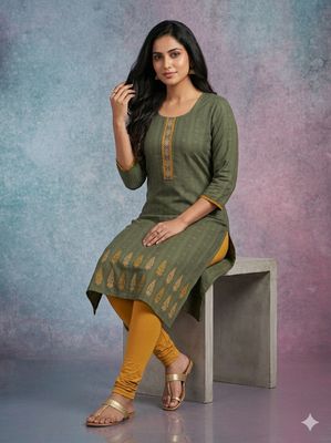 JEEL Casual Kurti - Deep Olive Green