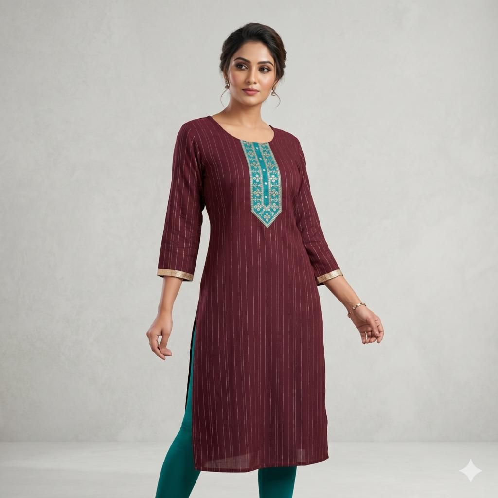 JEEL Casual Kurti - Dark Maroon