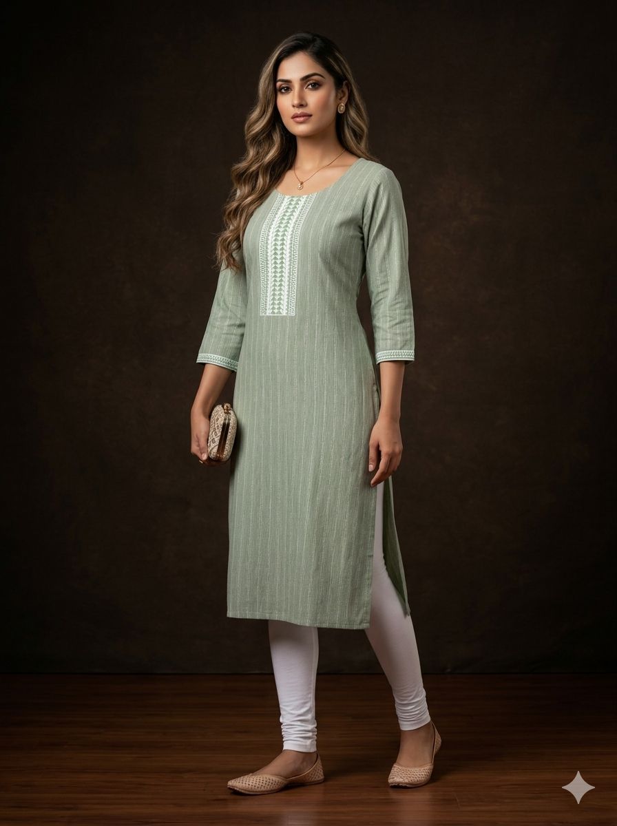JEEL Casual Kurti - Pista Green