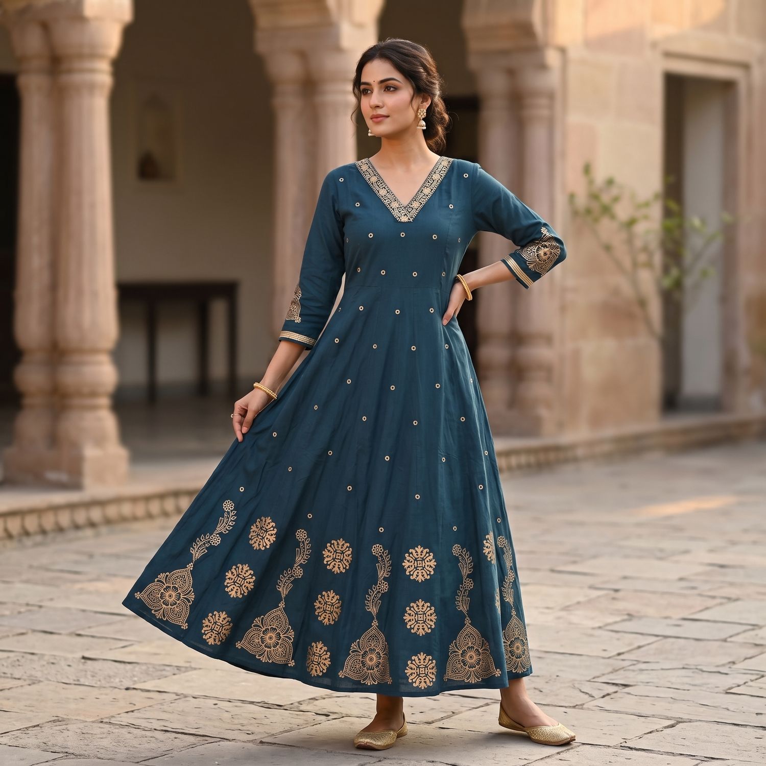 JEEL Anarkali - Dark Teal