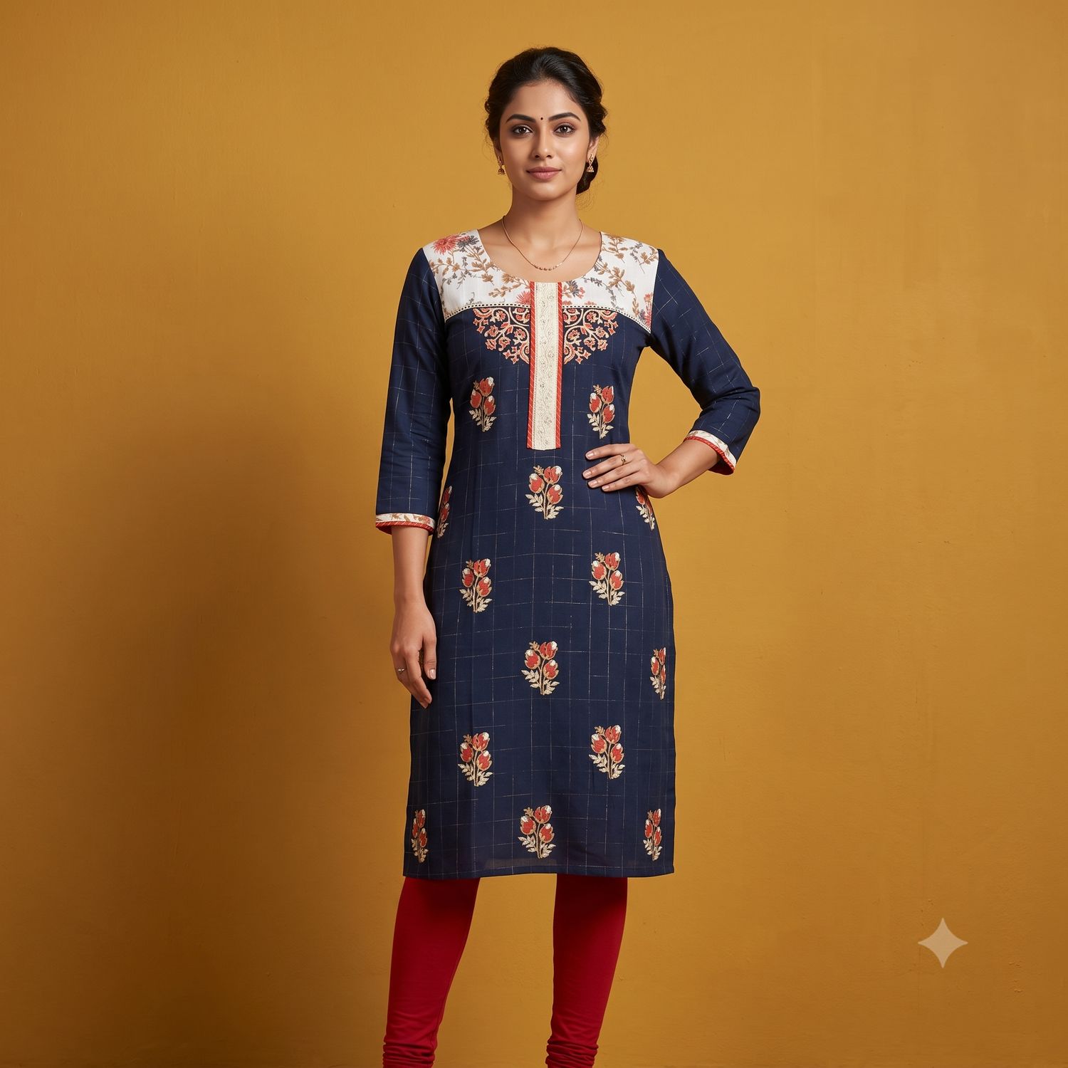 JEEL Urban Kurti - Floral Navy Blue