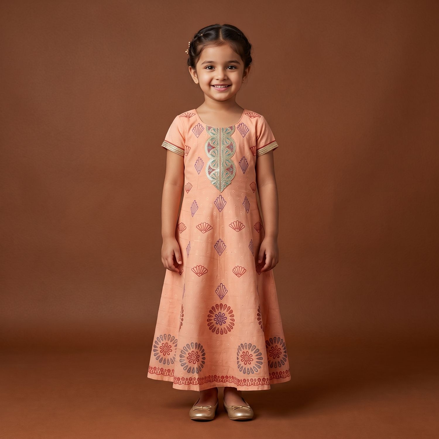 JEEL Children Anarkali - Peach