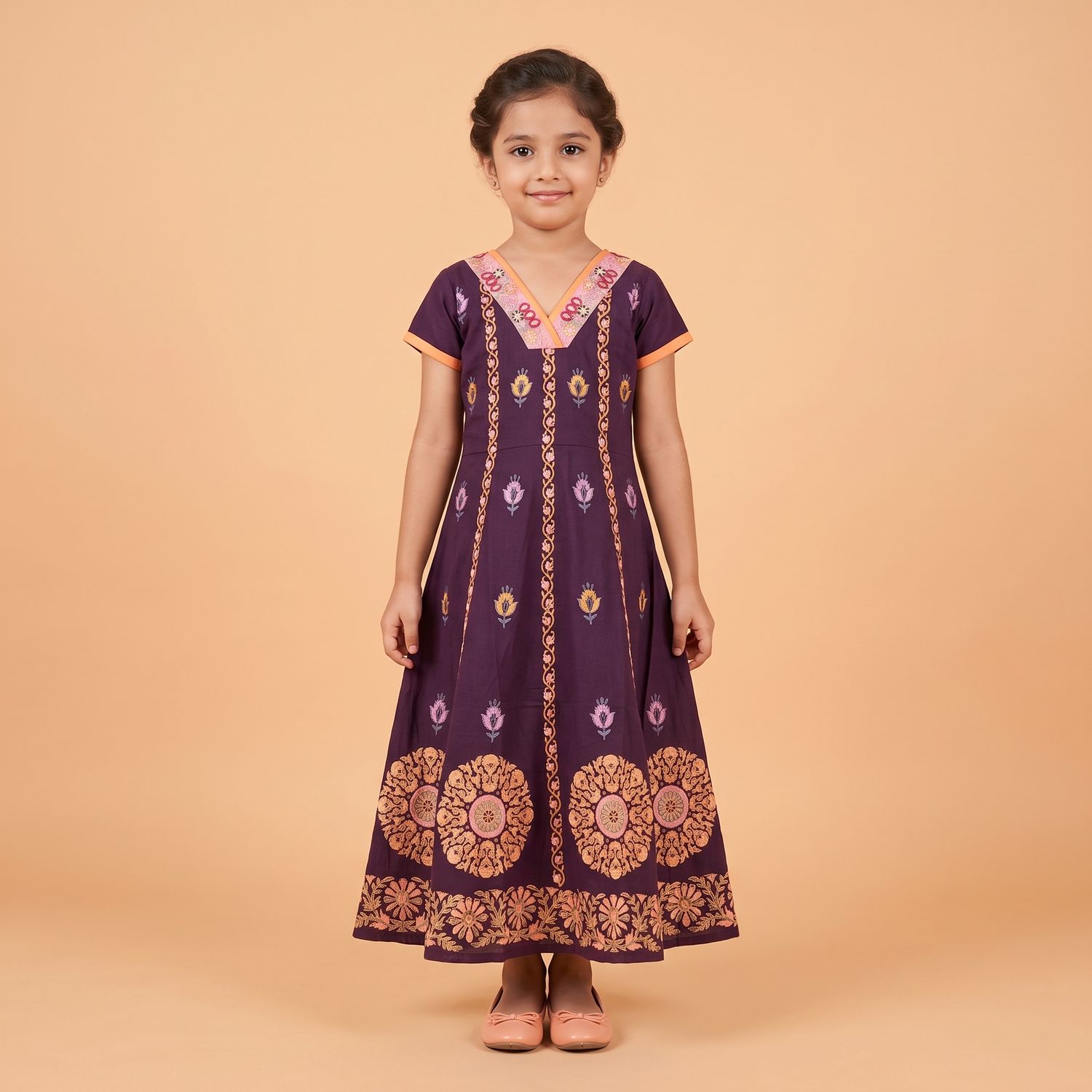 JEEL Children Anarkali - Wine Purple
