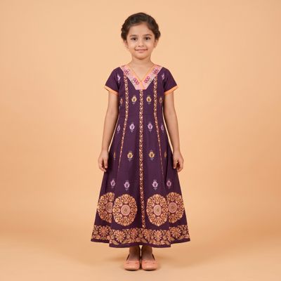 JEEL Children Anarkali - Wine Purple