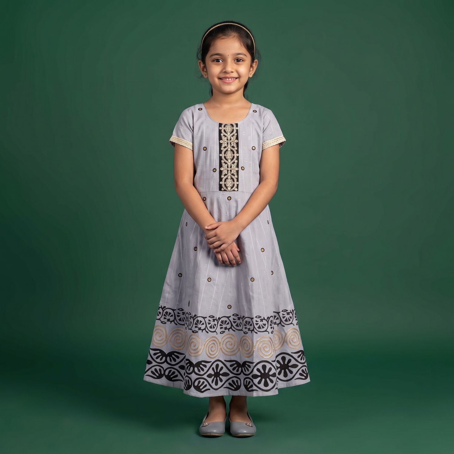 JEEL Children Anarkali - Ash Grey