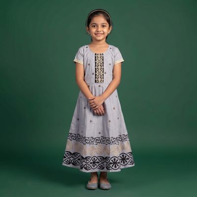 JEEL Children Anarkali - Ash Grey