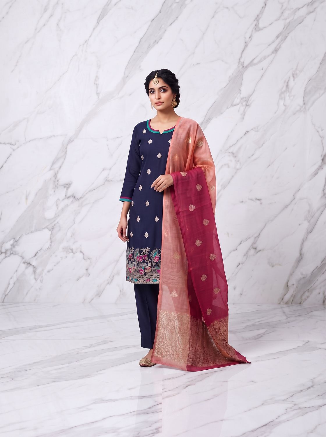 JEEL Punjabi Suit - Navy Blue