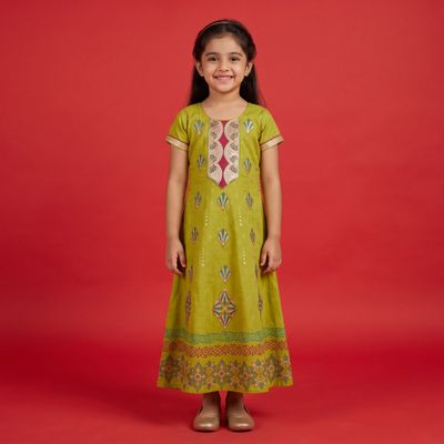 JEEL Children Anarkali - Mehendi Green