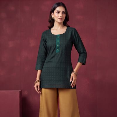 JEEL Short Kurti - Forest Green