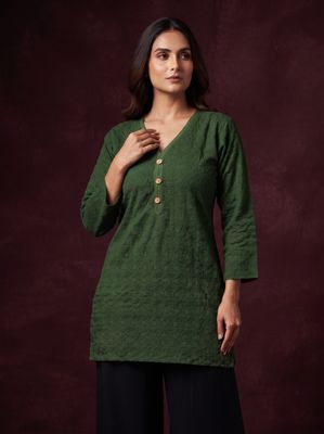 JEEL Short Kurti - Mehendi Green