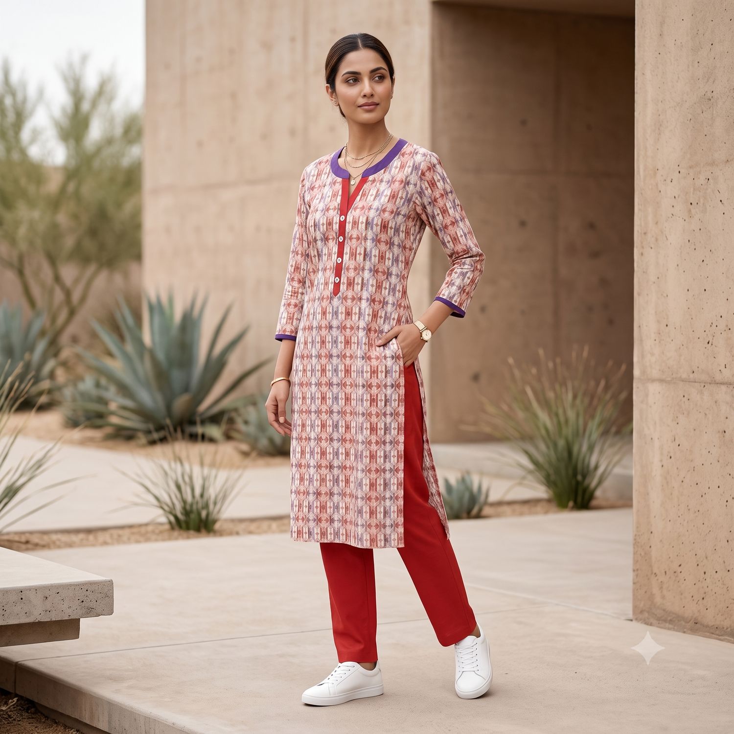JEEL Kurti &amp; Pant Set - Chikan
