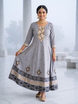 JEEL Anarkali - Ash Grey
