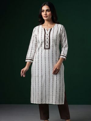 JEEL Kurti &amp; Pant Set - Brown