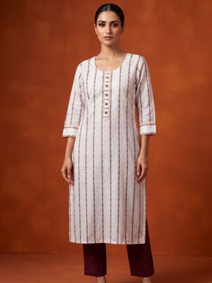 JEEL Kurti &amp; Pant Set - Maroon