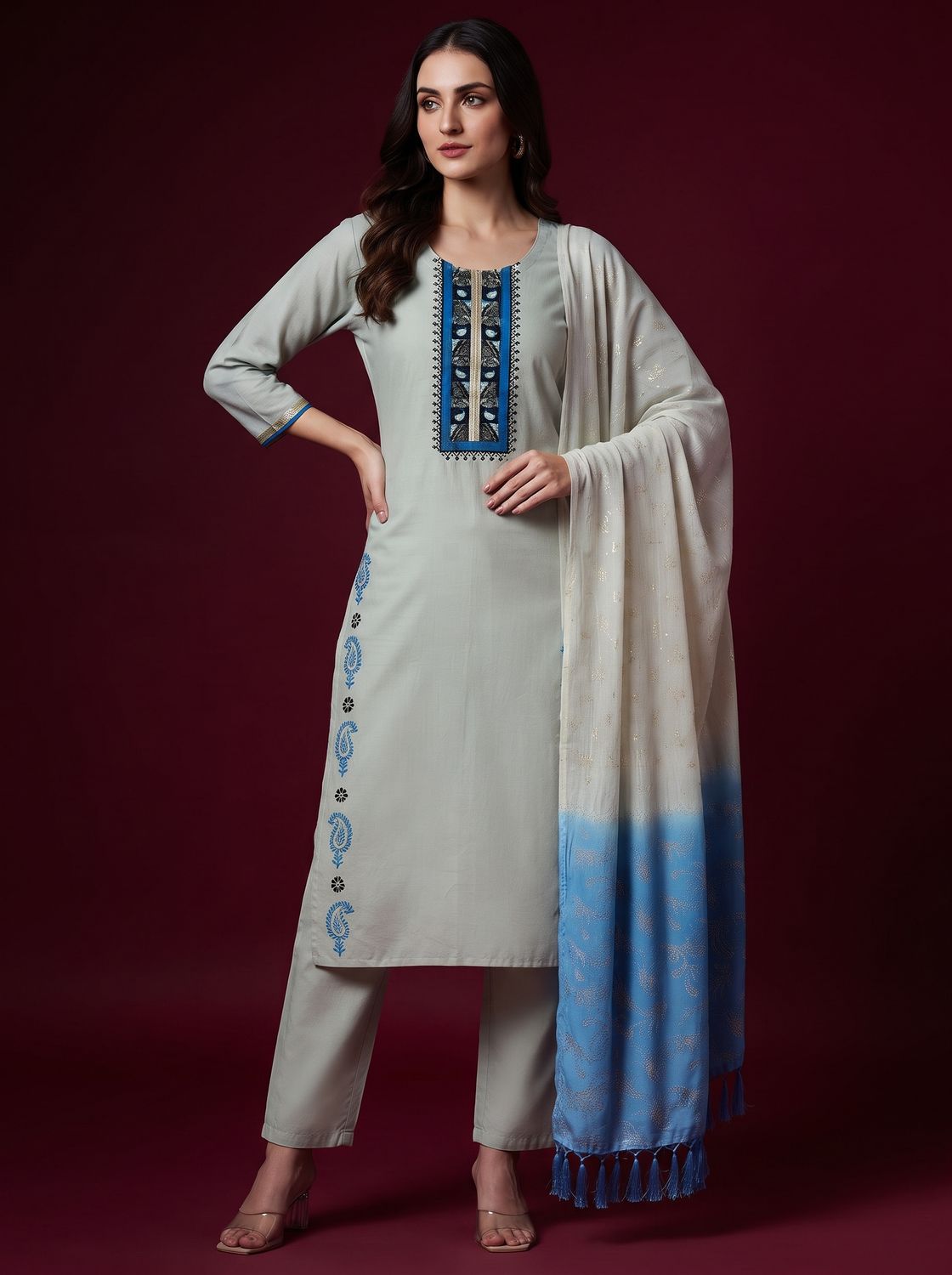 JEEL Punjabi Suit - Light Grey